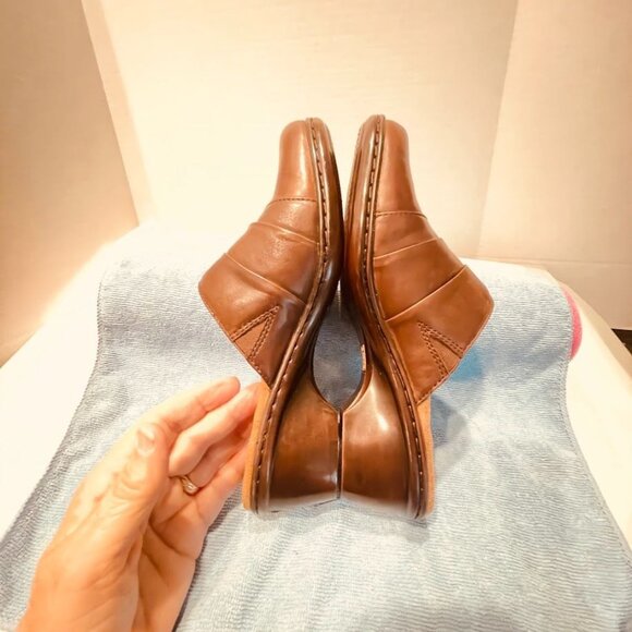 Earth Origins Addison Shoes Womens Size 7.5M Brown Leather Slip On Mules Comfort - Picture 9 of 15